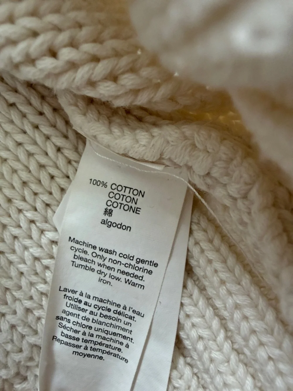 GAP Cream Knit Sweater with Pink and Gray Stripe Yoke - Picture 6 of 7